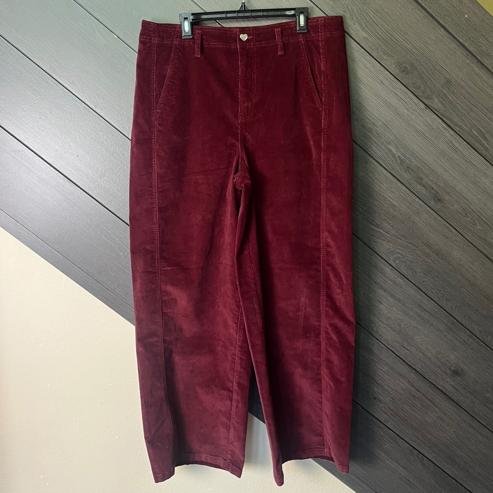 Celebrity Pink Women's Corduroy Wide Leg Pants Size 16 Burgundy High Rise‎ NWT